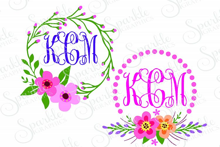 Floral Monogram Frame Cut File Set | SVG, EPS, DXF, PNG