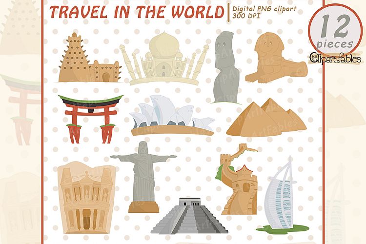 TRAVEL in the WORLD clipart, Seven wonders of the world