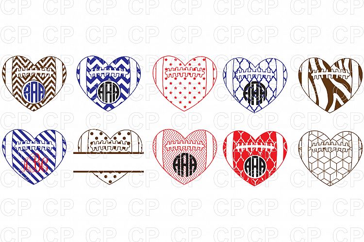 Football Heart Bundle SVG Cut Files, Football Clipart