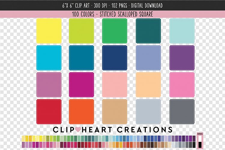 Stitched Scalloped Square Clip Art - 100 Clip Art Graphics