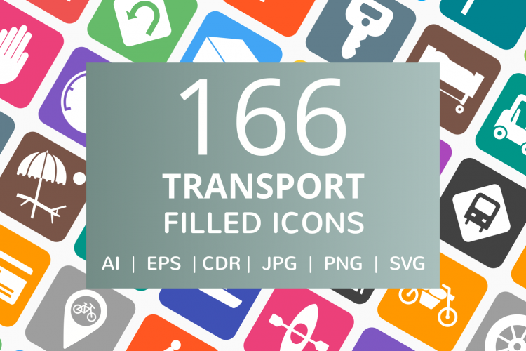 166 Transport Filled Round Corner Icons