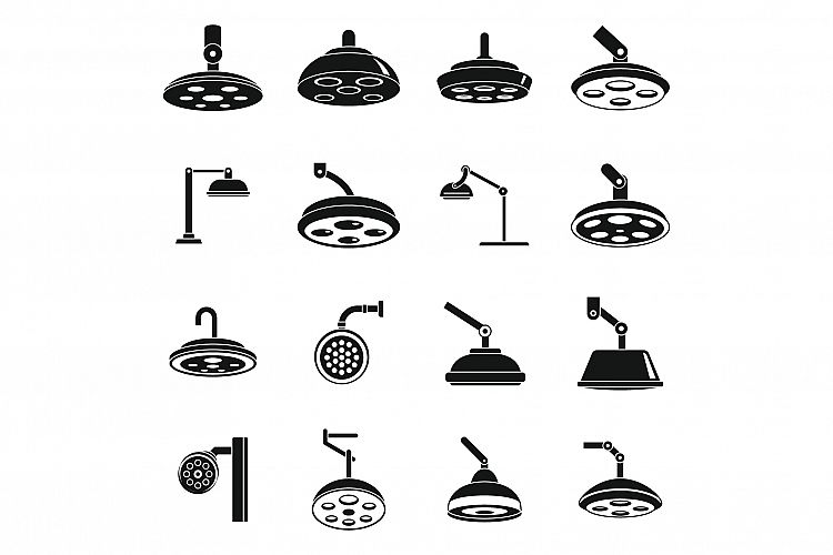 Room surgical light icons set, simple style example image 1