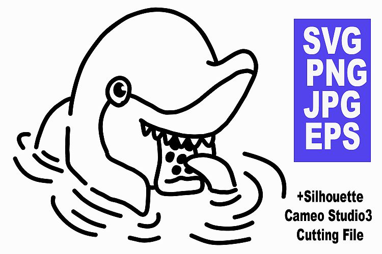 Fish Eating Pizza - SVG/EPS/PNG/JPG with Cutting File