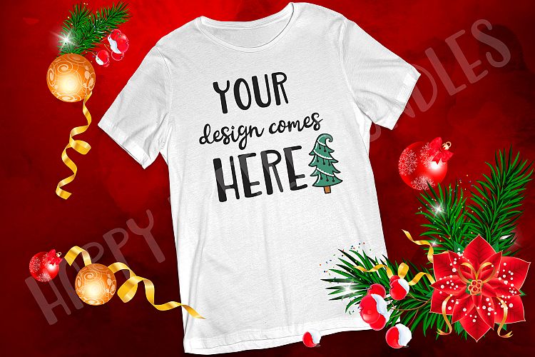 White Tshirt Christmas mockup JPG Ration 3 2