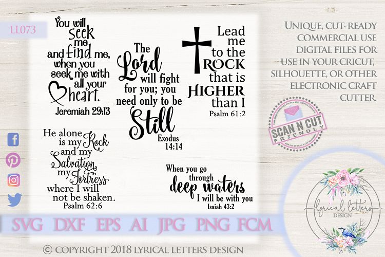 Scripture Bundle of 5 SVG DXF Cut Files LL073