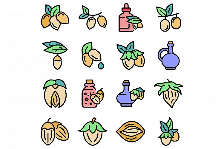 Jojoba icons set vector flat example image 1