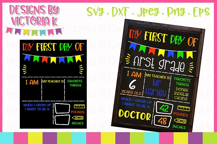 First day of school board, chalkboard style SVG Cut File