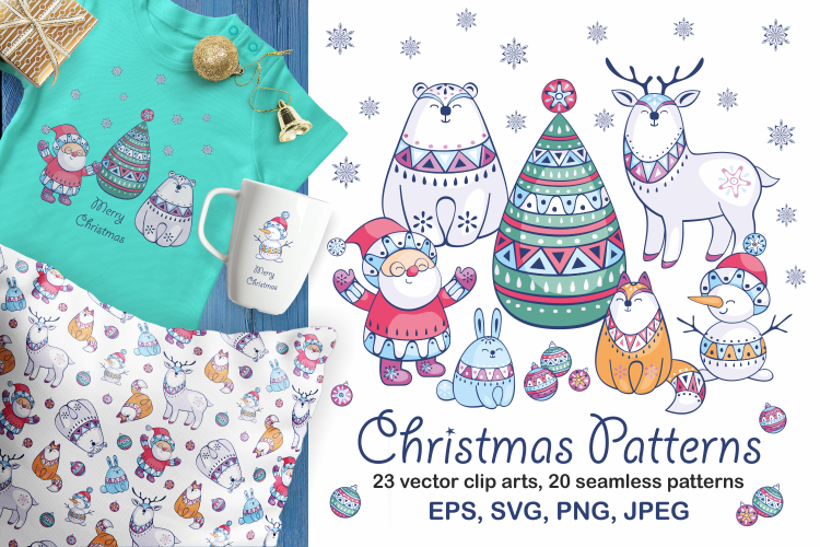 Christmas Bundle Vector Cliparts And Seamless Patterns Free Download Freedownloadae