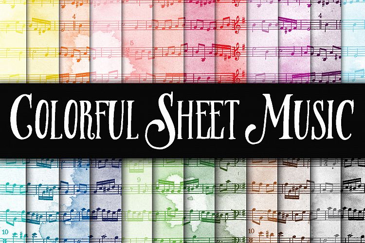 Colorful Sheet Music Digital Papers