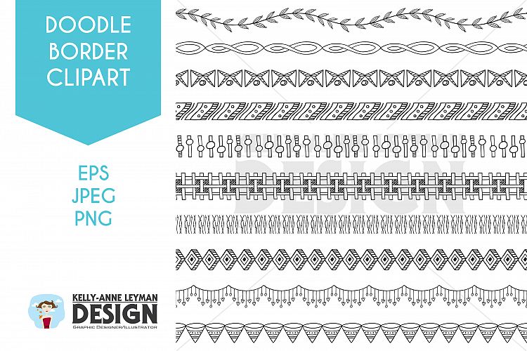 Doodle Digital Border clipart, Digital Frame, Seamless