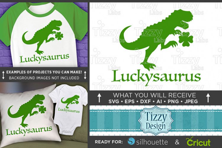 Dinosaur Svg File - Luckysaurus St. Patricks Day - 1066
