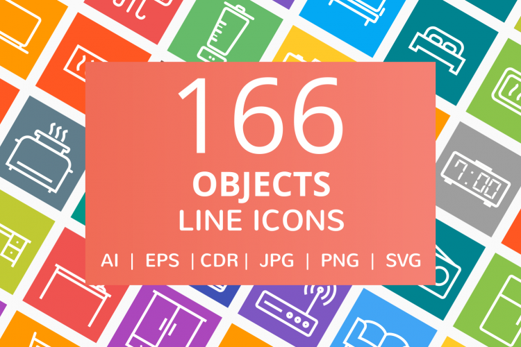 166 Objects Line Multicolor B/G Icons