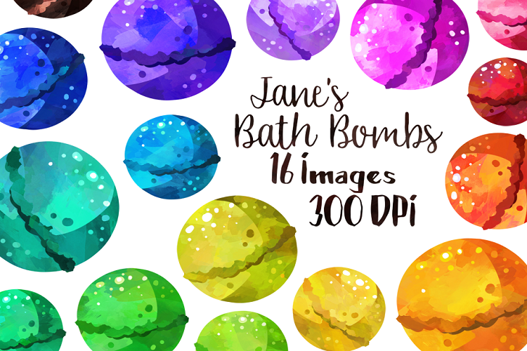 Watercolor Bath Bombs Clipart