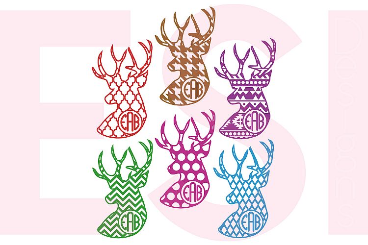 Patterned Deer Head Monogram Designs