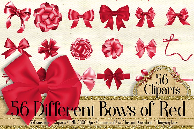 56 Red Bows and Ribbons Clip Arts PNG Transparent
