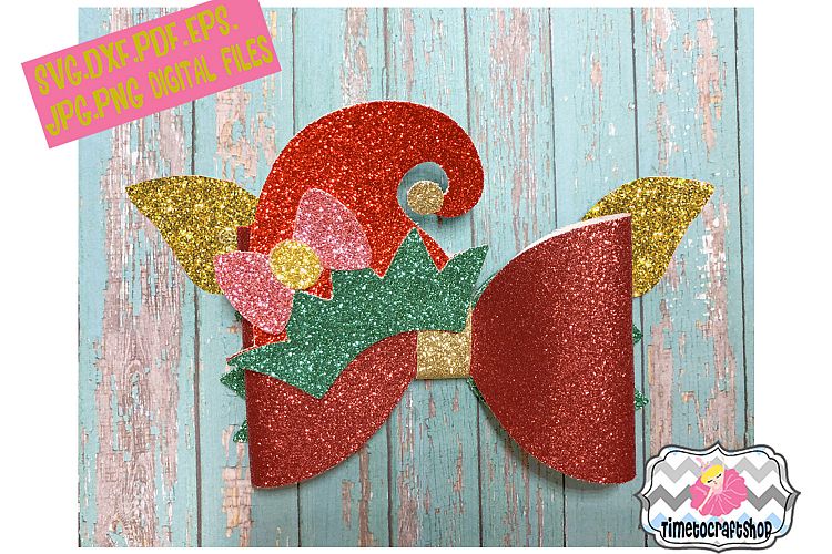 Holiday Christmas Girl Elf Hat Hair Bow Template
