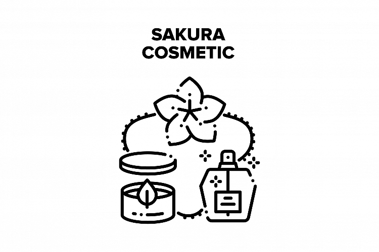 Sakura Cosmetic Vector Black Illustration example image 1