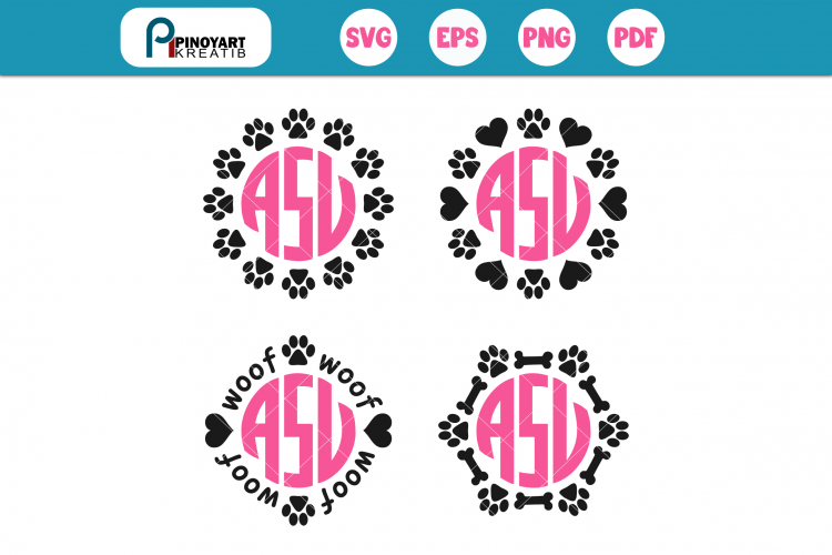 4 Paw Monogram SVG