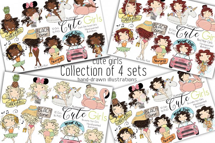 Collection of 4 Sets Girls Summer