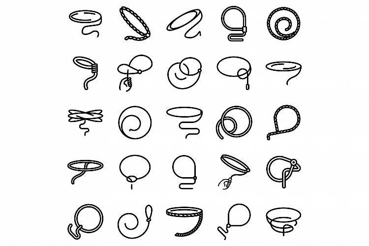 Lasso icons set, outline style example image 1
