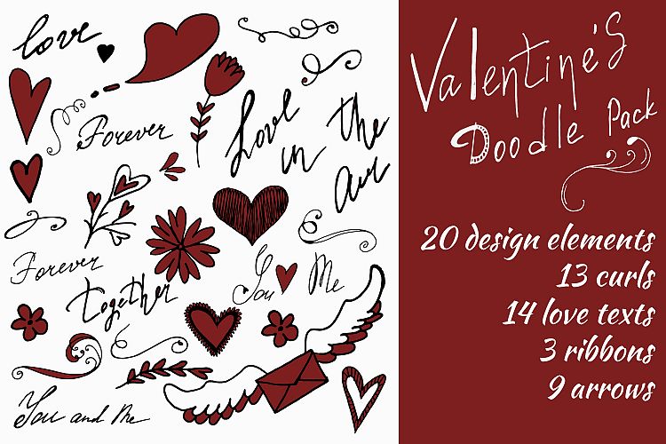 Valentines doodle set