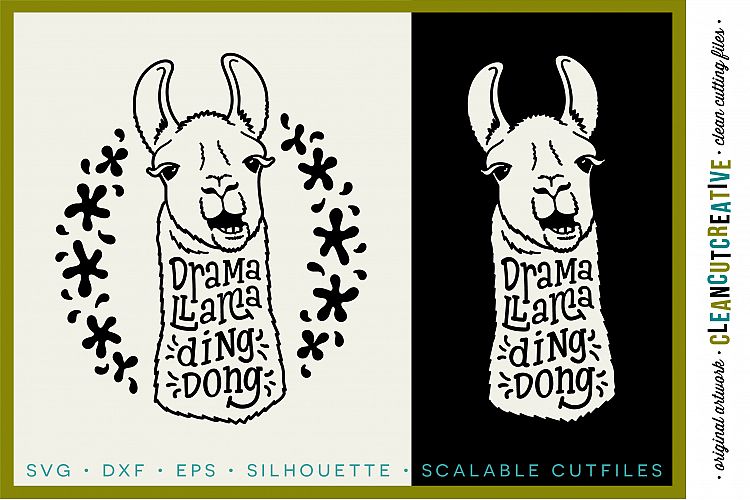 DRAMA LLAMA DING DONG - funny llama cutfile design - SVG DXF EPS PNG - Cricut & Silhouette - clean cutting files