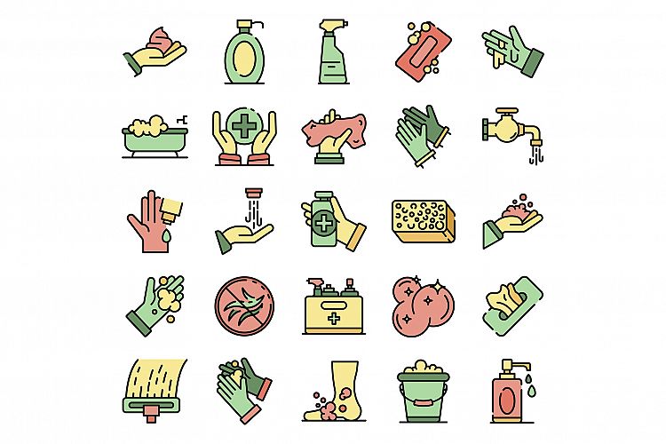 Sanitation icons vector flat example image 1