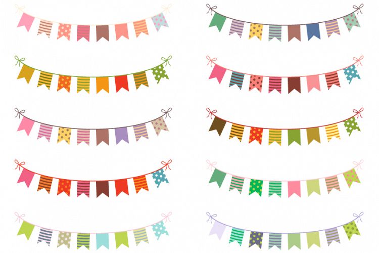 Party bunting clipart, Colorful birthday banner clip art
