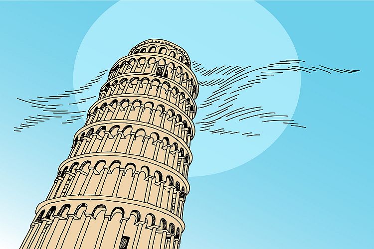 Italy Pisa tower hand drawing illustration vector