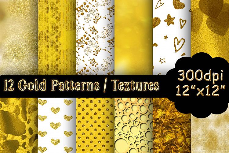 12 Gold Patterns / Textures / Backgrounds