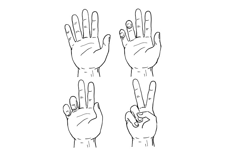 Victory or Peace Hand Sign Drawing