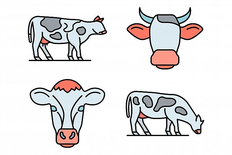 Cow icons set vector flat example image 1