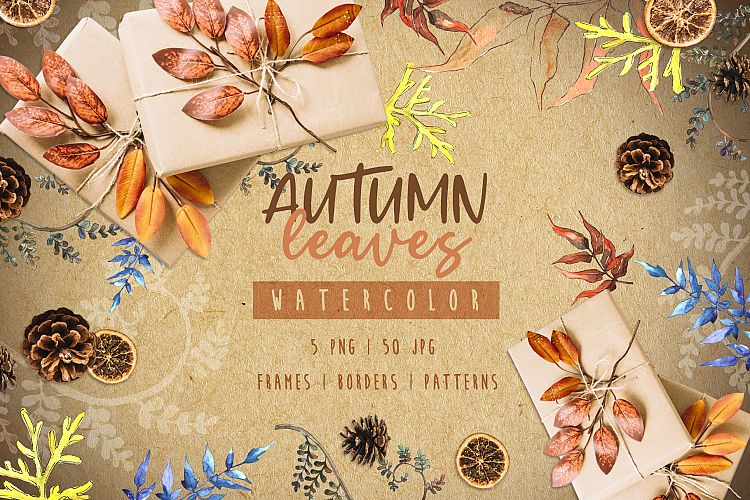 Watercolor autumn leaves png
