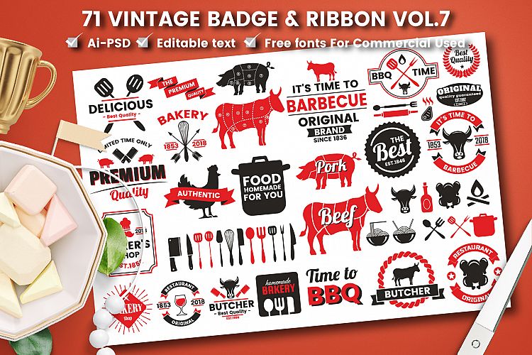 71 VINTAGE BADGE & RIBBON Vol.7