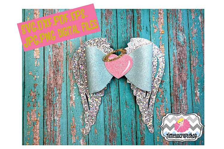 Angel Wing Heart Halo Hair bow Template