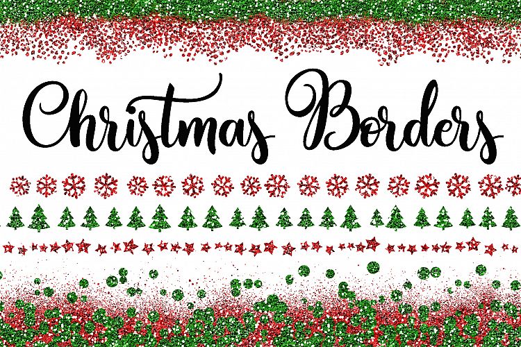 Christmas Glitter Borders PNG Overlays