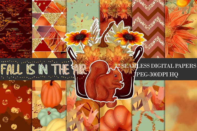 Fall Digital Papers, Autumn Backgrounds, Fall Patterns
