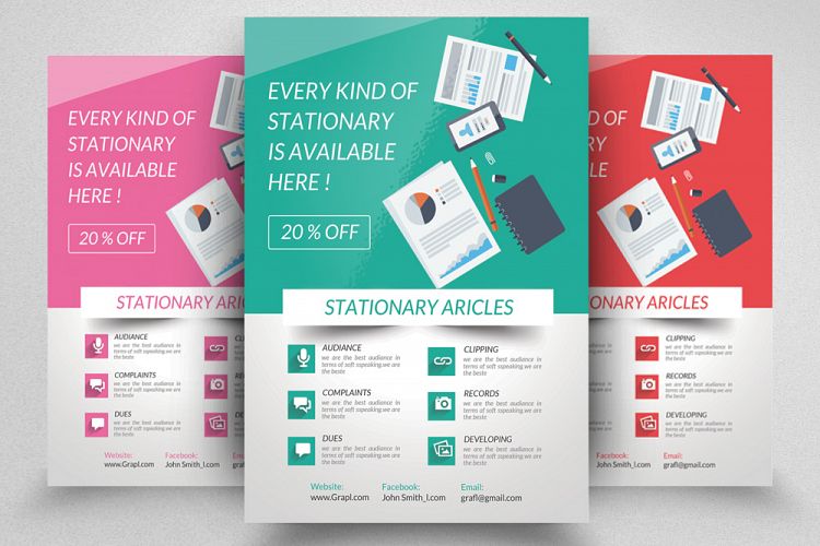Stationary Store Promotional Flyer Template