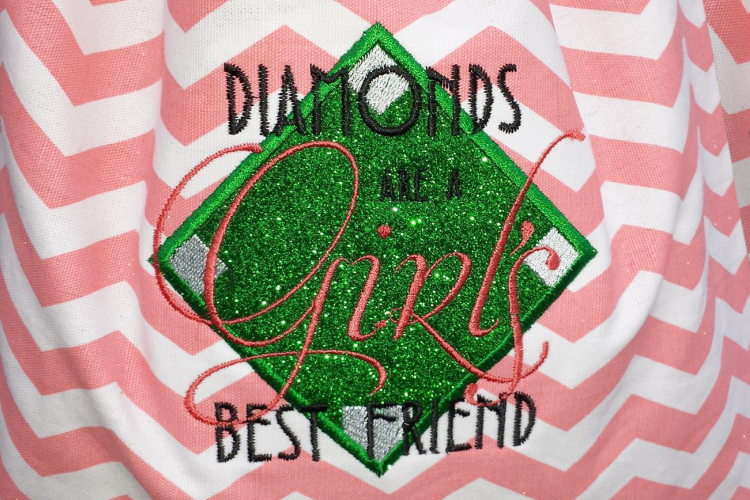Diamonds are a Girls Best Friend Applique Embroidery Design