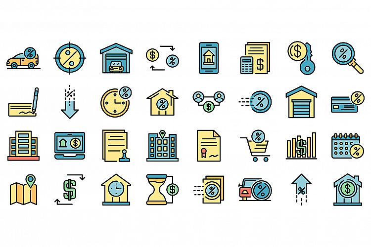 Lease icons vector flat example image 1