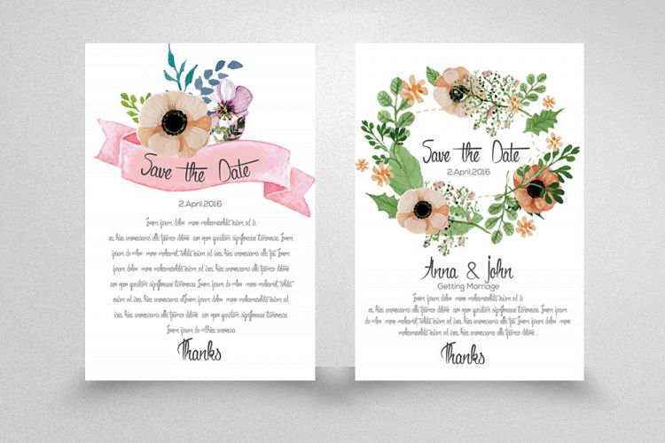 Double Sided Floral Save The Date Card