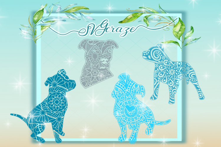 Pit Bull Mandala Bundle, Mandala SVG, Svg Files, Pit Bull