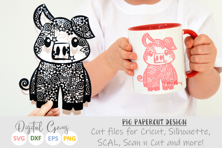 Pig paper cut SVG / DXF / EPS / PNG files