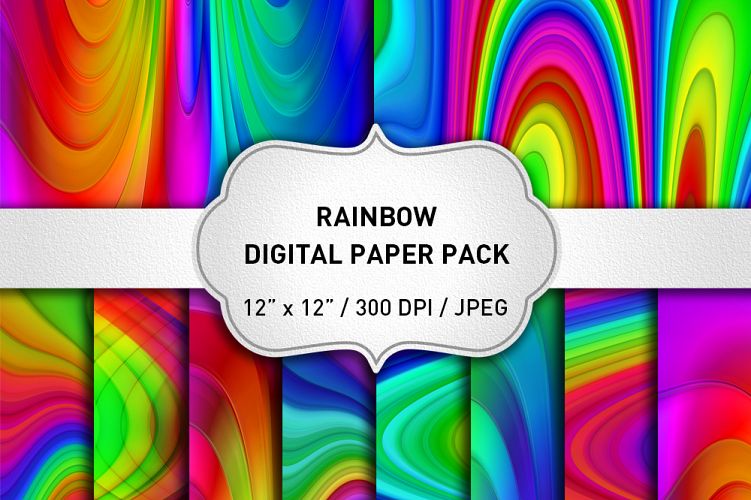 Rainbow Digital Paper Pack / Abstract Background / Scrapbooking / Card Making / Patterns / Printables / Rainbow