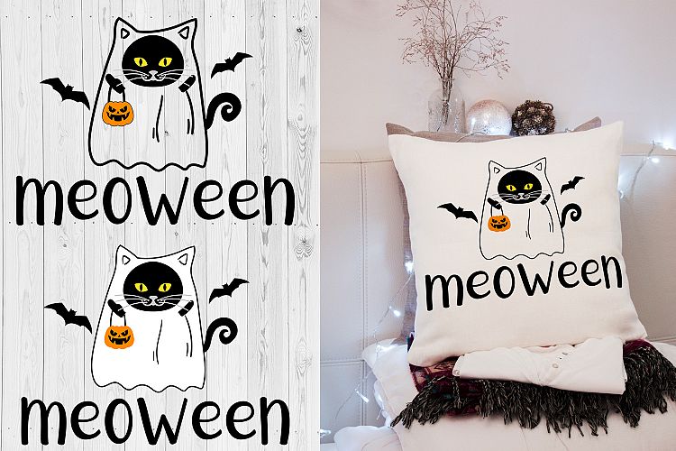 Funny Halloween Cat Meoween SVG Clipart Dxf Jpg Png