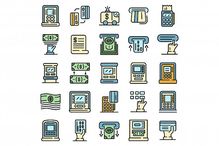 Atm machine icons vector flat example image 1