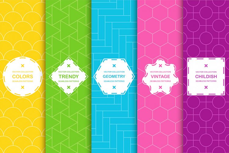 Vibrant seamless geometric patterns