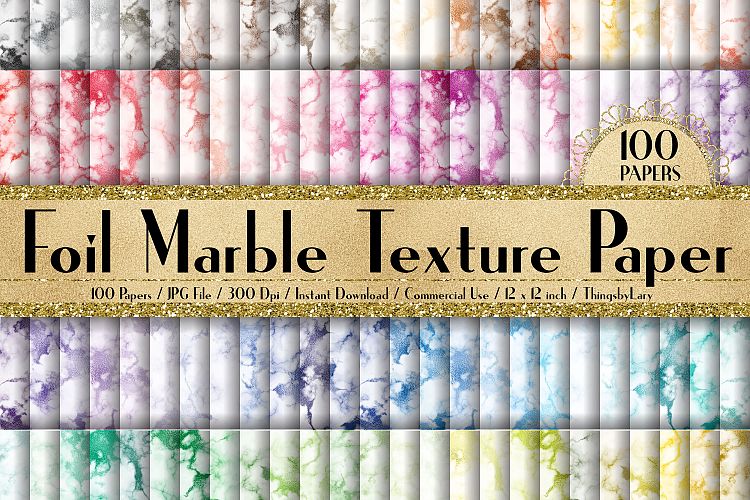 100 Foil Marble Texture Digital Papers 12 x 12 inch