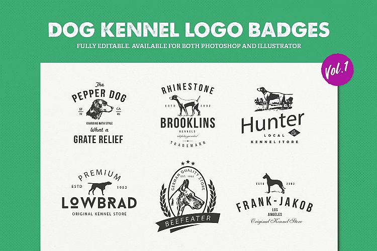 Dog Kennel Logo Badges Vol.1