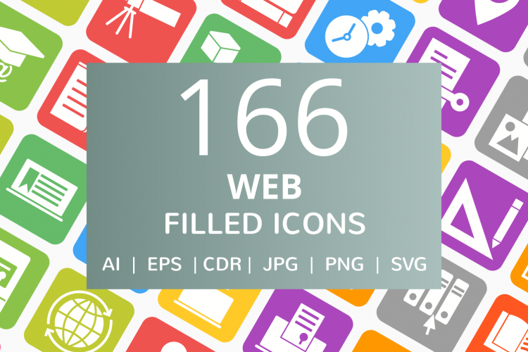 166 Web Filled Round Corner Icons